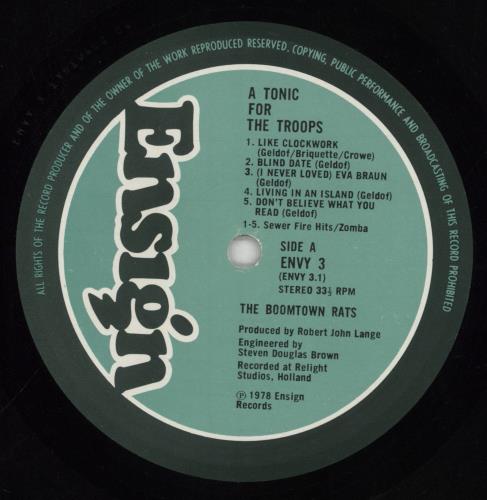 The Boomtown Rats A Tonic For The Troops UK vinyl LP album (LP